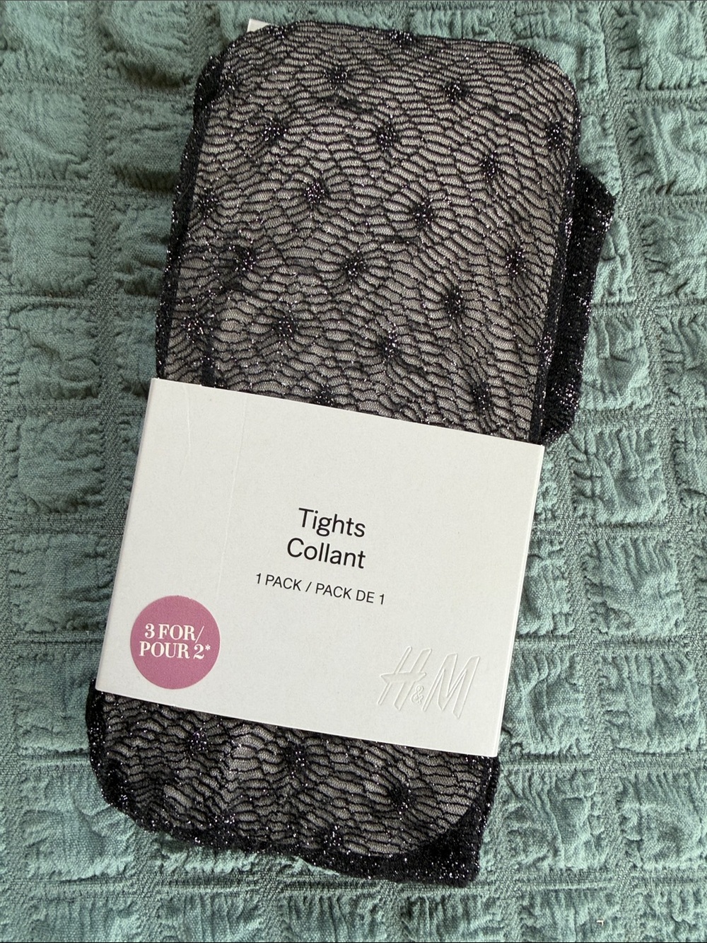 H&M Black Sparkle Lace Patterned Tights